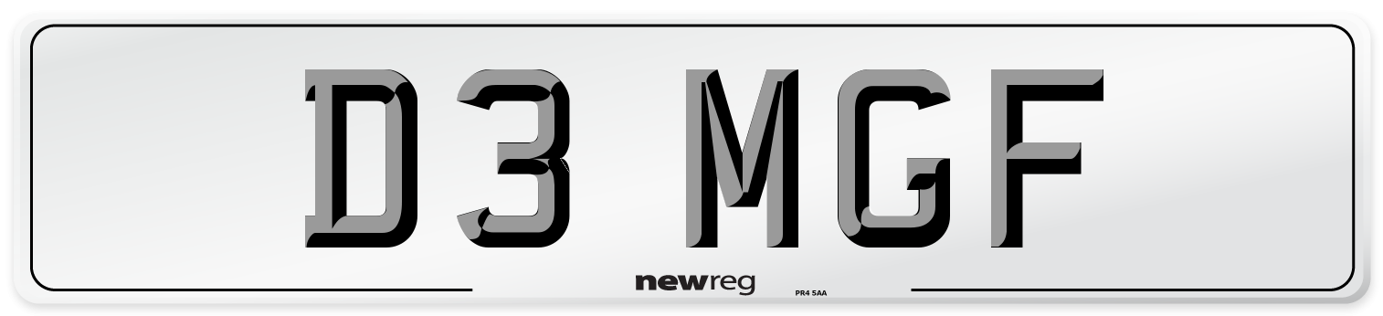 D3 MGF Number Plate from New Reg